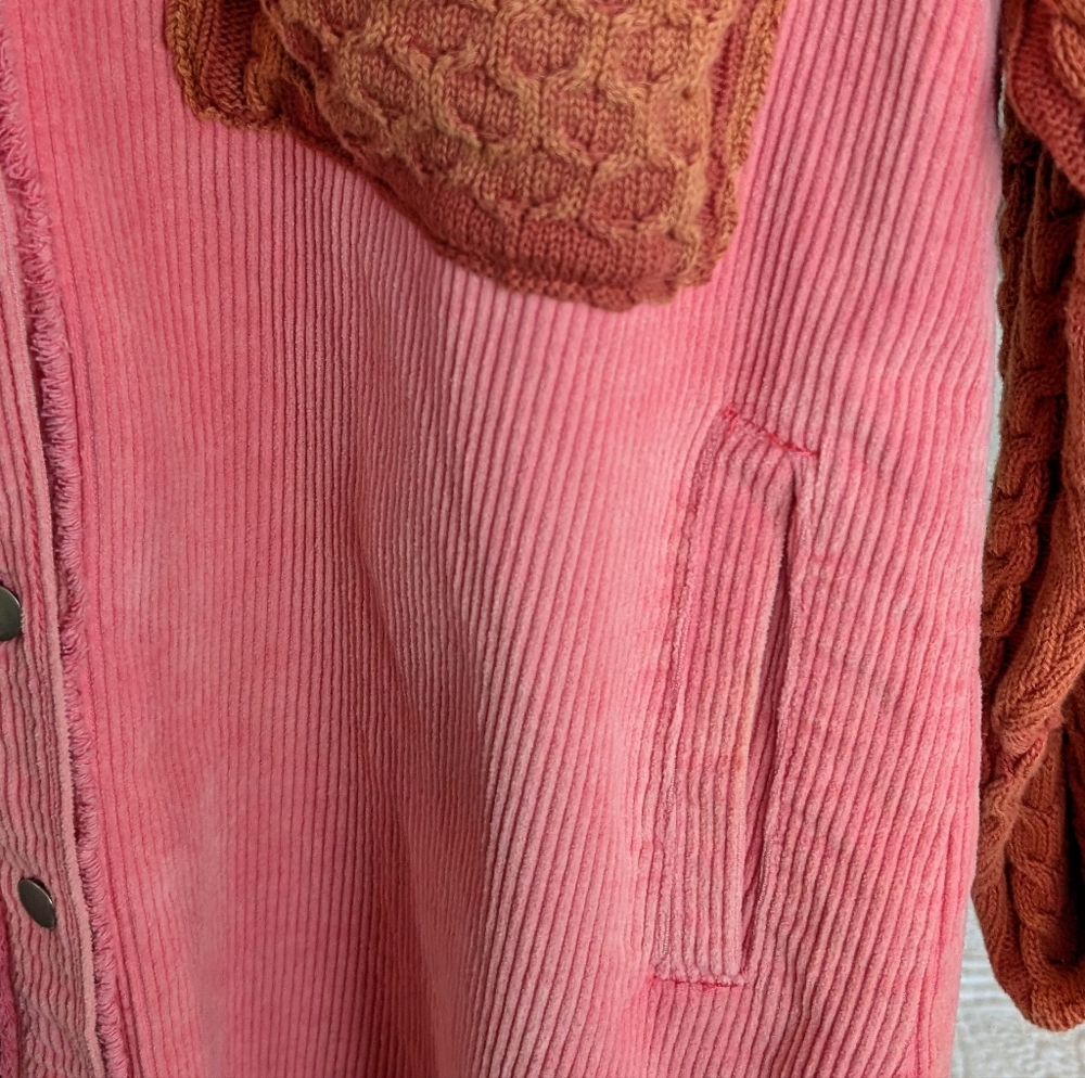 Pol Corduroy Shacket Women Small Oversized Cable Knit Sleeve Boho Music Festival - Picture 5 of 9
